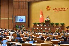 Quốc hội làm việc tại hội trường. (Ảnh: CTV/Vietnam+)