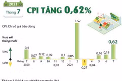 [Infographics] Chỉ số giá tiêu dùng tháng 7 của cả nước tăng 0,62%