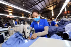 Dây chuyền may xuất khẩu. (Nguồn: TTXVN)