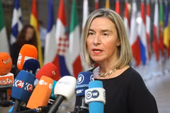 Đại diện cấp cao về chính sách an ninh và đối ngoại của EU, Federica Mogherini tại một cuộc họp báo ở Brussels, Bỉ. (Nguồn: AFP/TTXVN)