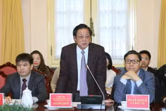 Phó Chủ nhiệm Thường trực Văn phòng Chủ tịch nước Giang Sơn phát biểu tại buổi họp báo. (Ảnh: An Đăng/TTXVN)