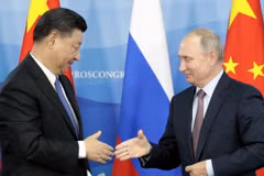 Chủ tịch Trung Quốc Tập Cân Bình và Tổng thống Nga Vladimir Putin. (Nguồn: EPA)