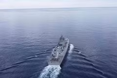 Tàu khu trục Đô đốc Gorshkov của Nga tập trận trên Biển Arab. (Nguồn: EPA)
