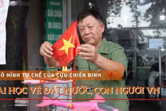 Tình yêu đất nước trên mô hình tự chế của người cựu chiến binh. (Ảnh: Minh Anh/Vietnam+)