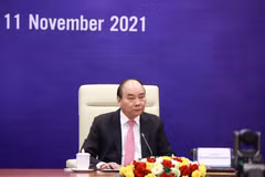 Chủ tịch nước Nguyễn Xuân Phúc tham dự Đối thoại. (Ảnh: Thống Nhất/TTXVN)