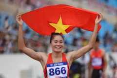 Quách Thị Lan ăn mừng chiến thắng. (Ảnh: Hải An/Vietnam+)