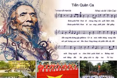 Ca khúc 'Tiến quân ca' được cố nhạc sỹ Văn Cao sáng tác năm 1944 và được sử dụng làm 'Quốc ca' nước Cộng hòa Xã hội Chủ nghĩa Việt Nam từ năm 1976. (Ảnh: Chụp lại màn hình) 