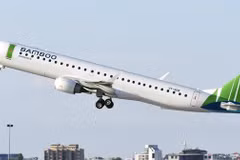 Dòng máy bay Embraer E195 được Bamboo Airways đưa vào khai thác tới Côn Đảo và Phú Quốc. (Ảnh: PV/Vietnam+)