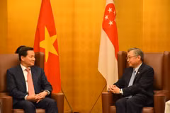 Phó Thủ tướng Lê Minh Khái tiếp Phó Thủ tướng Singapore Gan Kim Yong. (Ảnh: Nguyễn Tuyến/TTXVN)