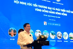 Thứ trưởng Nguyễn Sinh Nhật Tân phát biểu tại hội nghị xúc tiến thương mại và phát triển xuất khẩu vùng Đồng bằng sông Hồng. (Ảnh: Đức Duy/Vietnam+)