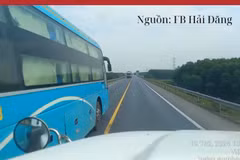 Xe khách vẫn vượt ẩu trên cao tốc Cam Lộ-La Sơn