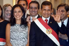 Ông Ollanta Humala (phải) và vợ là bà Nadine Heredia tại một sự kiện ở Lima, Peru ngày 2/4/2015. (Nguồn: AFP/TTXVN) 