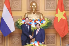 Thủ tướng Phạm Minh Chính và Thủ tướng Hà Lan Mark Rutte tại buổi hội đàm. (Ảnh: Dương Giang/TTXVN)