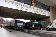 Hoạt động xuất nhập khẩu tại Cửa khẩu quốc tế đường bộ số II Kim Thành. (Ảnh: Quốc Khánh/TTXVN)