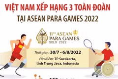 Việt Nam xếp hạng 3 toàn đoàn tại ASEAN Para Games 2022.