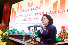 Phó Chủ tịch nước Đặng Thị Ngọc Thịnh, Phó Chủ tịch thứ nhất Hội đồng Thi đua-Khen thưởng Trung ương phát biểu chỉ đạo tại Đại hội. (Ảnh: Quốc Khánh/TTXVN)