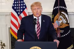 Tổng thống Mỹ Donald Trump phát biểu tại Nhà Trắng ở Washington, DC ngày 9/9/2020. (Ảnh: AFP/TTXVN)