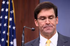 Bộ trưởng Quốc phòng Mỹ Mark Esper trong cuộc họp báo tại Washington DC., ngày 28/8/2019. (Ảnh: AFP/TTXVN)