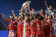 Các cầu thủ ăn mừng chiến thắng Champions League (Ảnh: Fcb.com)