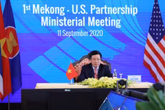 Phó Thủ tướng, Bộ trưởng Ngoại giao Phạm Bình Minh chủ trì Hội nghị Bộ trưởng Quan hệ đối tác Mekong-Mỹ lần thứ nhất. (Ảnh: Lâm Khánh/TTXVN)