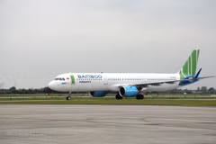 Máy bay của hãng hàng không Bamboo Airways. (Ảnh: Việt Hùng/Vietnam+)