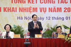 Thủ tướng Phạm Minh Chính dự và chỉ đạo hội nghị. (Ảnh: Dương Giang/TTXVN) 