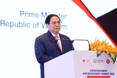 Thủ tướng Phạm Minh Chính phát biểu tại Hội nghị thượng đỉnh kinh doanh và đầu tư ASEAN 2022. (Ảnh: Dương Giang/TTXVN)
