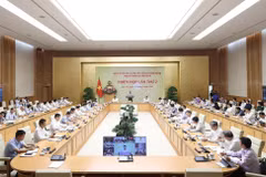 Quang cảnh phiên họp tại điểm cầu Trụ sở Chính phủ. (Ảnh: Dương Giang/TTXVN) 