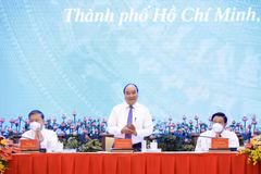 Chủ tịch nước Nguyễn Xuân Phúc chủ trì Hội thảo quốc gia lần thứ 3 về xây dựng và hoàn thiện Nhà nước pháp quyền xã hội chủ nghĩa. (Ảnh: Thống Nhất/TTXVN) 