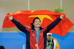 Võ sỹ Lê Bích Phương đem về huy chương vàng duy nhất cho Đoàn thể thao Việt Nam. (Nguồn: Quốc Khánh/TTXVN) 