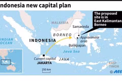 Indonesia dự kiến di dời thủ đô từ Jakarta sang tỉnh Đông Kalimantan. (Nguồn: AFP)
