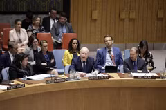 Đặc phái viên của Mỹ về Trung Đông Jason Greenblatt (giữa, phía trước) phát biểu tại cuộc họp HĐBA LHQ ở New York, Mỹ, ngày 23/7/2019. (Ảnh: THX/ TTXVN)