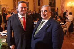 Cuộc gặp giữa Ngoại trưởng Israel Israel Katz và người đồng cấp Bahrain Sheikh Khalid bin Ahmed Al Khalifa. (Nguồn: timesofisrael.com)