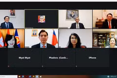 Cuộc họp trực tuyến đầu tiên trong nhiệm kỳ Chủ tịch Ủy ban ASEAN Bern (ACB) của Việt Nam. (Ảnh: Tố Uyên/TTXVN)