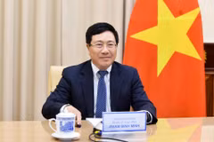 Phó Thủ tướng, Bộ trưởng Bộ Ngoại giao Phạm Bình Minh điện đàm với Bộ trưởng Ngoại giao Na Uy Ine Marie Eriksen Soreide. (Ảnh: TTXVN phát)