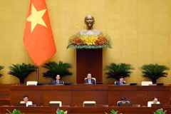 Chủ tịch Quốc hội Trần Thanh Mẫn tham dự phiên họp sáng 21/5 . (Ảnh: Phạm Kiên/TTXVN)
