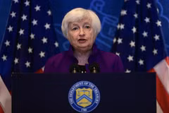 Bộ trưởng Tài chính Mỹ Janet Yellen phát biểu tại cuộc họp báo ở Bắc Kinh, Trung Quốc ngày 9/7/2023. (Ảnh: AFP/TTXVN)