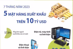 [Infographics] 5 mặt hàng xuất khẩu trên 10 tỷ USD tính tới tháng 7