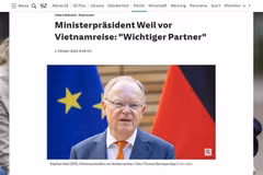 Báo Nam Đức (SZ) đưa tin về chuyến thăm của Thủ hiến Niedersachsen tới Việt Nam. (Ảnh: TTXVN phát)