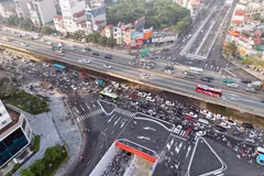 Công trình được kỳ vọng giải quyết xung đột giao thông tại nút giao Lê Văn Lương-Khuất Duy Tiến-Tố Hữu nói riêng và tình trạng ùn tắc khu vực phía Tây Nam của Thủ đô nói chung. (Ảnh: Tuấn Anh/TTXVN) 