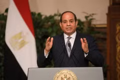 Tổng thống Ai Cập Abdel-Fattah El-Sisi trong cuộc họp báo ở Cairo. (Ảnh: AFP/TTXVN)