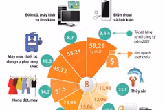 [Infographics] 8 mặt hàng xuất khẩu trên 10 tỷ USD trong năm 2022