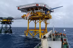 Giàn DK1 - công trình do PETROCONs thực hiện đã 32 năm góp phần giữ vững chủ quyền Tổ quốc trên thềm lục địa phía Nam. (Ảnh: Đức Duy/Vietnam+)