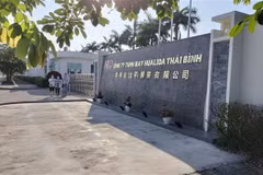 Công ty Trách nhiệm hữu hạn may HUALIDA Thái Bình - nơi có một số công nhân bị ngộ độc thực phẩm. (Ảnh: Thu Hoài/TTXVN)