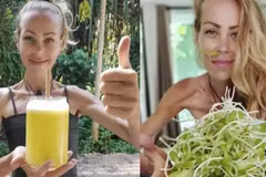 Zhanna Samsonova quảng bá cho chế độ ăn uống của mình. (Nguồn: Tele1)
