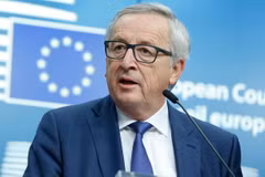 Chủ tịch EC Jean-Claude Juncker phát biểu tại cuộc họp báo ở Brussels, Bỉ. (Nguồn: THX/TTXVN)