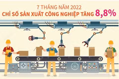 [Infographics] 7 tháng năm 2022, chỉ số sản xuất công nghiệp tăng 8,8%