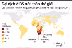 [Infographics] Tình hình về số người nhiễm AIDS trên toàn thế giới