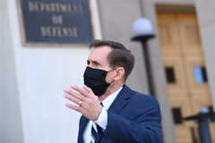 Người phát ngôn Lầu Năm góc John Kirby phát biểu với báo giới tại Washington, D.C. (Mỹ), ngày 22/1/2021. (Ảnh: AFP/TTXVN)