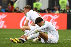 Nỗi buồn của các tuyển thủ Anh sau khi để thua 1-2 trước đội Croatia trong trận bán kết World Cup 2018 diễn ra ở Moskva, Nga ngày 11/7. (Nguồn: AFP/ TTXVN)